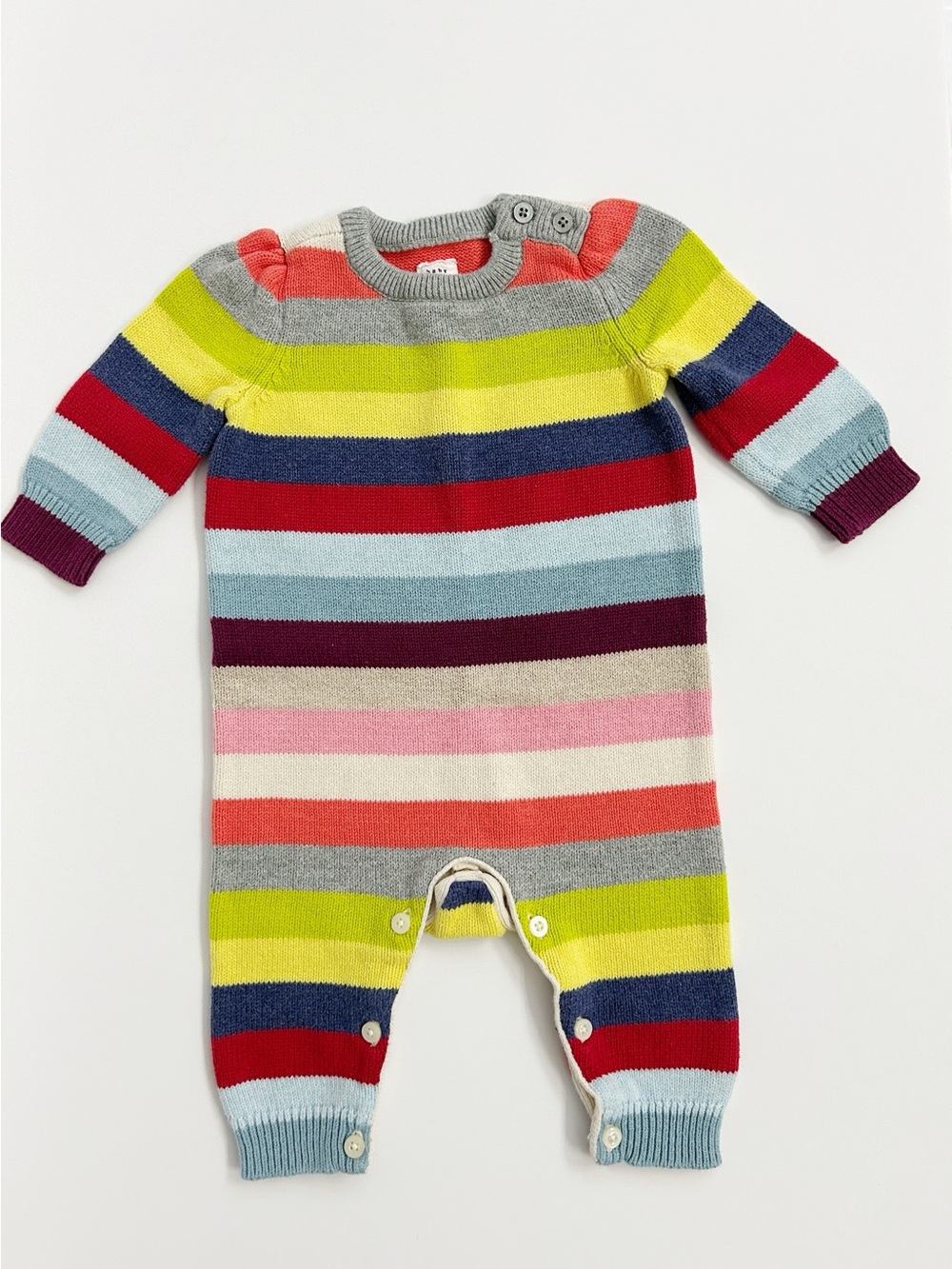 Baby Gap Rainbow Striped Knit Romper One-Piece Size 3-6 Months